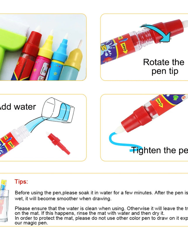 Magic Water Drawing Mat Coloring Doodle Mat with Magic Pens Educational Toys  Painting Board Montessori Toys for Kids Gifts