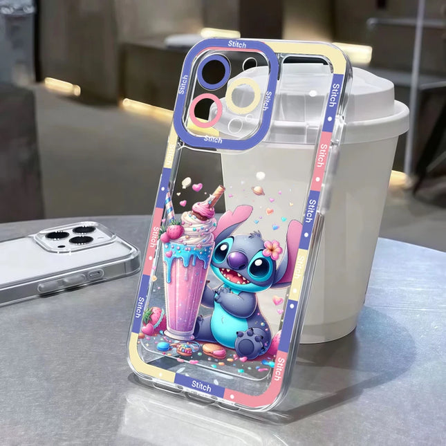 Stitch Artistic Transparent Phone Case For IPhone 17 Air 16 14 12 11 Pro Max 15 Plus 13 Mini 16E Fashion TPU Silicone Soft Cover