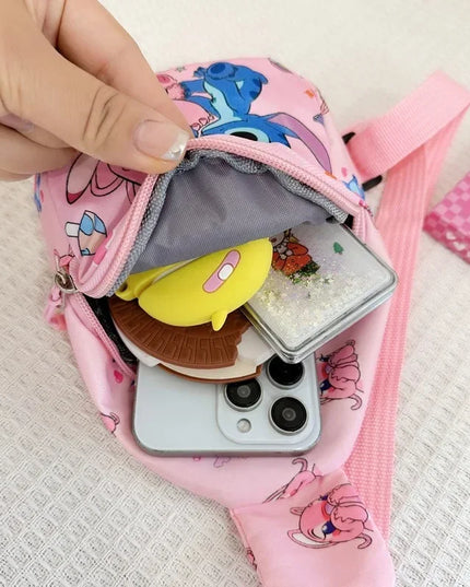 Cartoon Mini Stitch & Angel Sling Chest Bag Anime Crossbody Storage Bag Shoulder Bag Coin Purse Halloween Christmas party gift