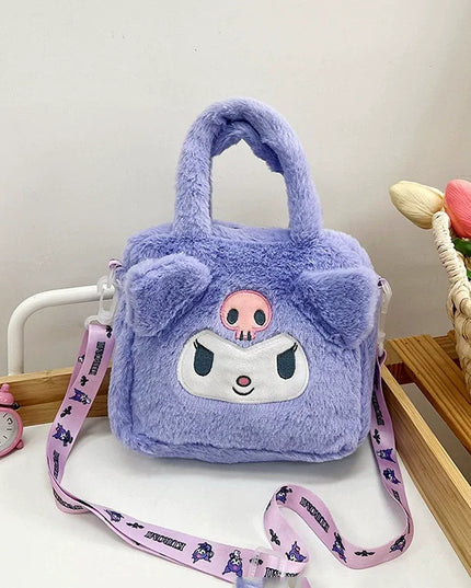 Sanrio Plush Bag Kawaii Kuromi Cinnamoroll Melody Cartoon Anime Handbag Crossbody Cosmetic Travel Storage Bags Women Girls Gifts