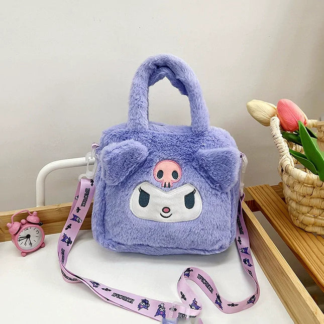 Sanrio Plush Bag Kawaii Kuromi Cinnamoroll Melody Cartoon Anime Handbag Crossbody Cosmetic Travel Storage Bags Women Girls Gifts