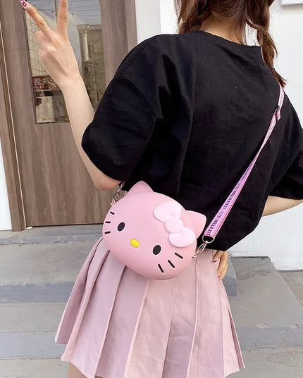 Hello Kitty Silicone Crossbody Bags Women Girls Kawaii 11cm/19cm Messenger Bag 3d Shoulder Small Purse Phone Bag Girlfriend Gift