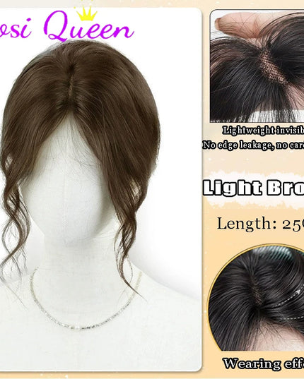 AOSI Synthetic Eight-character Bangs Wig For Women With High Hair Volume And High Skull Covering Gray Hair Replacement Wig