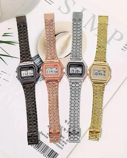 F91W Non-Waterproof Steel Band Watch For Women, Men, Business Clock, Multi-Functional LED Digital Sports Watch, Electronic Clock