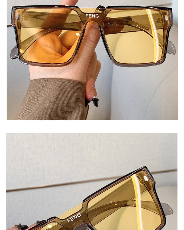 Sunglasses Men Fashion Oversized Square Frame Punk Glasses Brand Designer Women Large Eyewear Shades UV400 Protection Eyeglasses