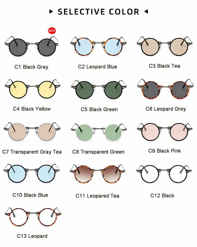 Round Sunglasses For Men Women Retro  Steampunk Sun Glasses Male Female Brand Designer Metal Frame Eyewear Shades Oculos De Sol