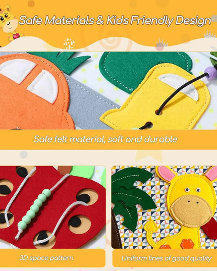 Montessori Busy Book for Toddlers,Educational Sensory Toy,Felt Quiet Book for Baby, Preschool Learning Activities for Kids Gift