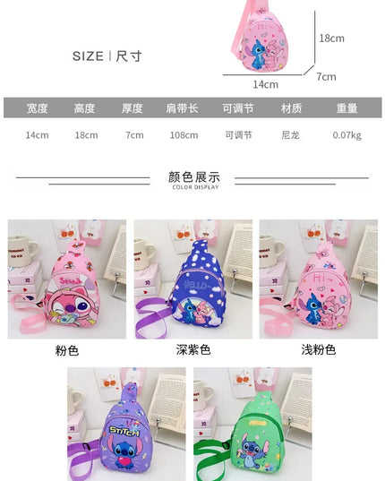 Cartoon Mini Stitch & Angel Sling Chest Bag Anime Crossbody Storage Bag Shoulder Bag Coin Purse Halloween Christmas party gift