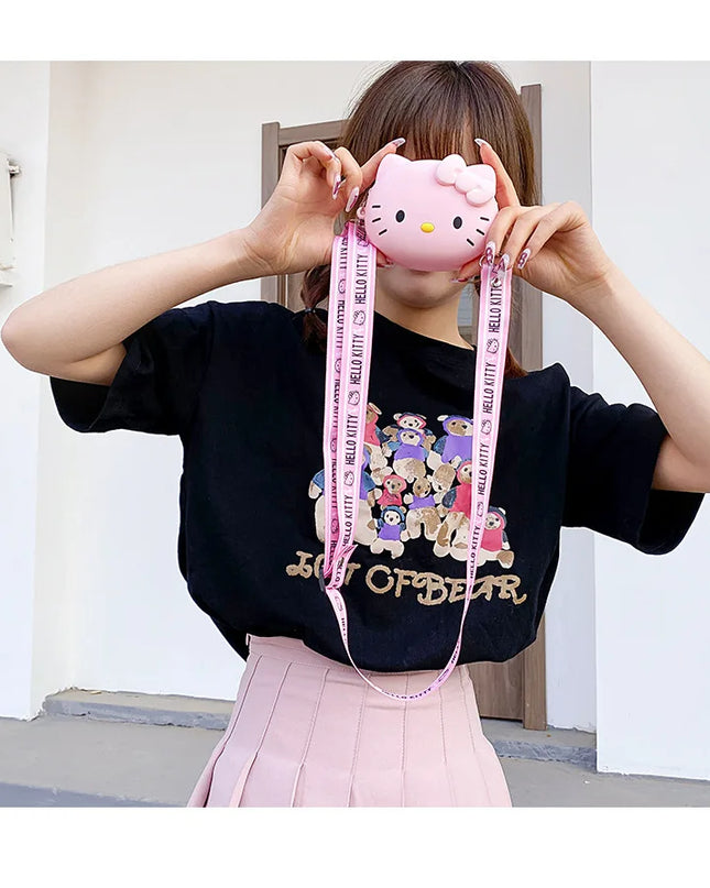 Hello Kitty Silicone Crossbody Bags Women Girls Kawaii 11cm/19cm Messenger Bag 3d Shoulder Small Purse Phone Bag Girlfriend Gift