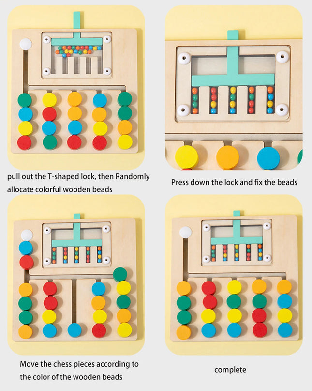 Montessori Wooden Color Matching Puzzles, Logic Game,Thinking Training Enlightenment Hand-eye Coordination Early Educational Toy