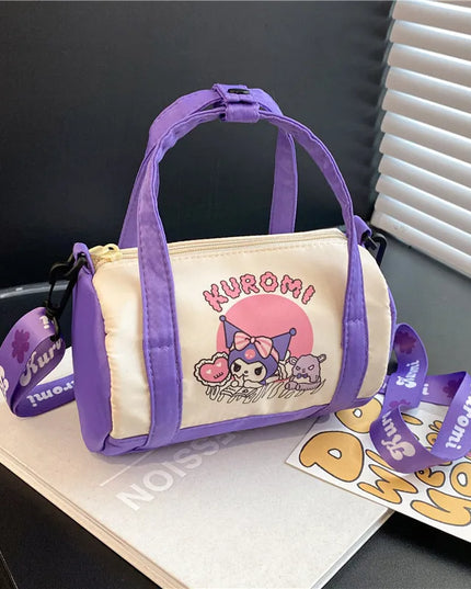 MINISO Stitch Canvas Shoulder Bag For Women Cartoon Strawberry Bear Casual Crossbody Bag Daily Commuting Gift for Kids Christmas