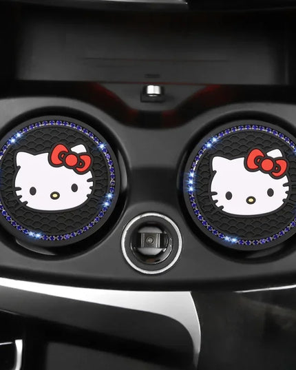 2pcs Sanrio Hello Kitty Car cup Coasters Cartoon car inner Decoration Anti Slip Mat silicone Car Cup pad Gifts for girl friend