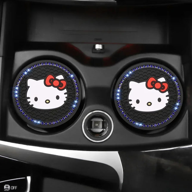2pcs Sanrio Hello Kitty Car cup Coasters Cartoon car inner Decoration Anti Slip Mat silicone Car Cup pad Gifts for girl friend