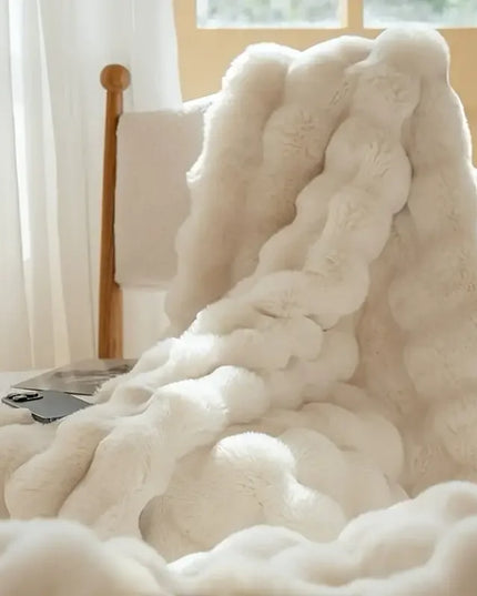 [Cozy|Faux Rabbit] Soft, Warm, 1pc Cozy Faux Rabbit Fleece Blanket | Throw for Bedroom, Guest Room, Living Room, Student Dormito