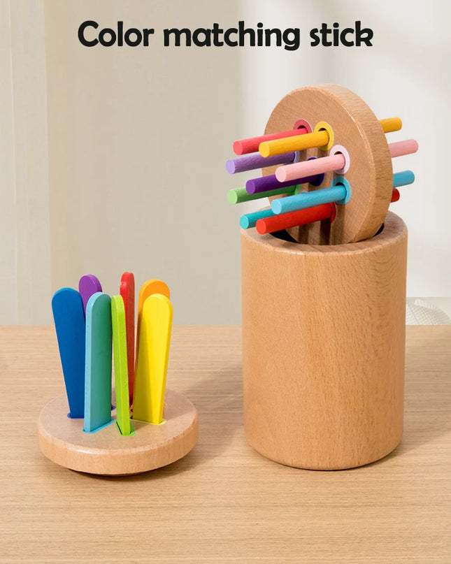 Montessori Toys Wooden Color Sorting Toys Fine Motor Skills Sensory Matching Games Educational Kid Toys For 1-3 Year Old 3+ Gift