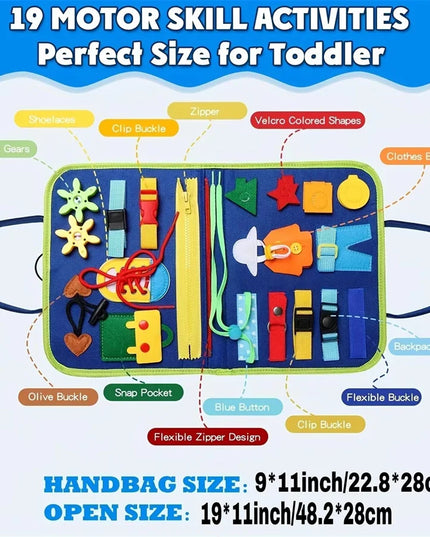 Montessori Busy Board Educational Activity Developing Sensory Board Fine Basic Dress Motor Skills Travel Toy Gift for Boys Girls