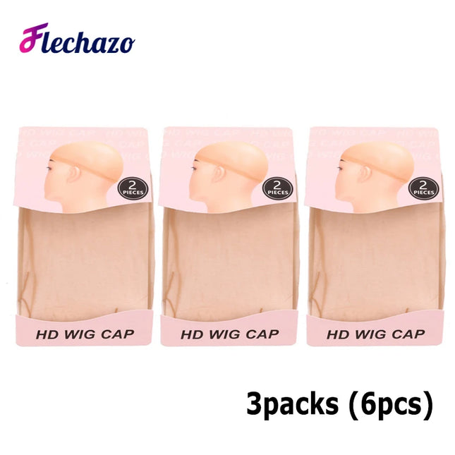 HD Wig Cap Weave Caps 6Pcs Skin Tone Bald Cap Hairnet Skin Tone Realistic Look Hd Scalp Wig Cap For Wigs Bundles Installation