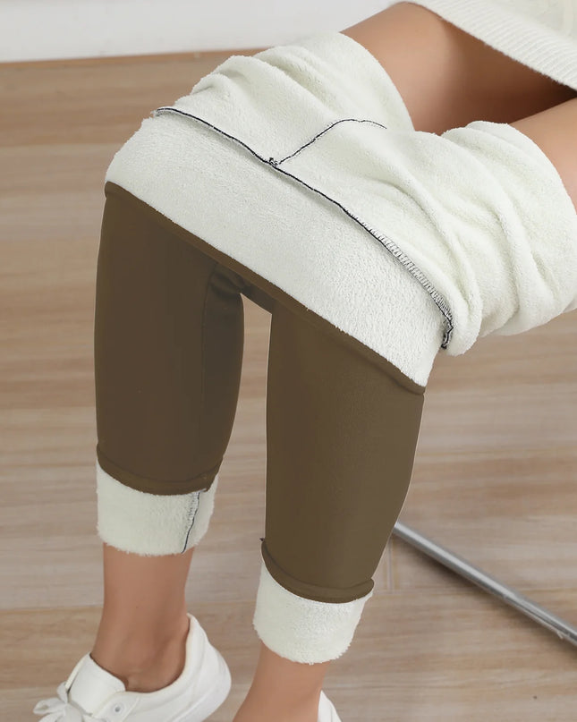 Autumn Winter Warm Fleece Women Leggings Velvet Thicken High Waist Tights Elastic Slim Solid Color Leggings Prevent Cold Tights