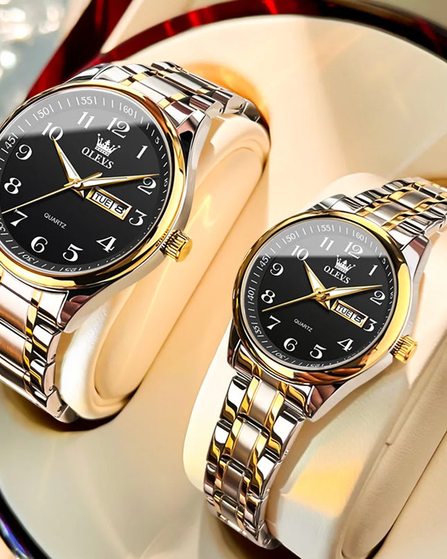 OLEVS 5567 Couple Watches Waterproof Luminous Wristwatch for Lover Date Men‘s and Women's Wristwatch Simple Fashion