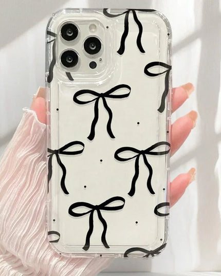 Cute Pink Heart Bow Phone Case for IPhone 17 16 15 14 13 12 11 Pro Max 13 12 Mini 17Air 16e Shockproof Soft Clear Cases Coque