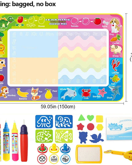 150x100cm Magic Water Drawing Mat for Kids Coloring Doodle Mat with Magic Pens Painting Board Educational Montessori Toys