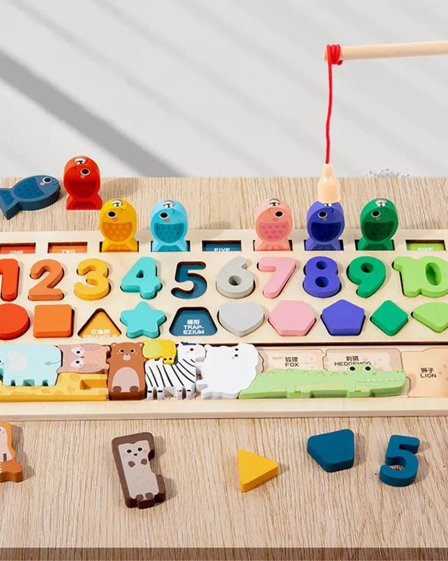 Montessori Wooden Toys Kids Busy Board Shape & Number Matching Digital Shape Educational Toys For Children Gifts