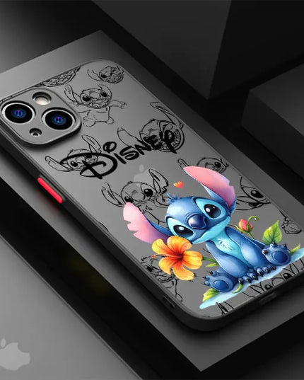 Shockproof Case For Apple iPhone 11 13 15 14 16 Pro Max 12 Mini 7 8 Plus XR X XS Matte Funda Phone Cover Cute Cartoon Stitch