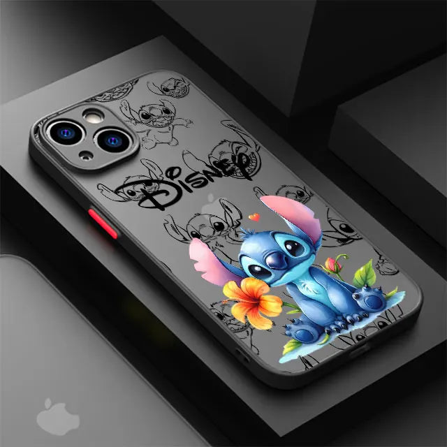 Shockproof Case For Apple iPhone 11 13 15 14 16 Pro Max 12 Mini 7 8 Plus XR X XS Matte Funda Phone Cover Cute Cartoon Stitch