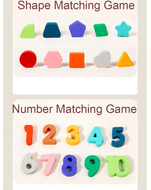 Montessori Wooden Toys Kids Busy Board Shape & Number Matching Digital Shape Educational Toys For Children Gifts