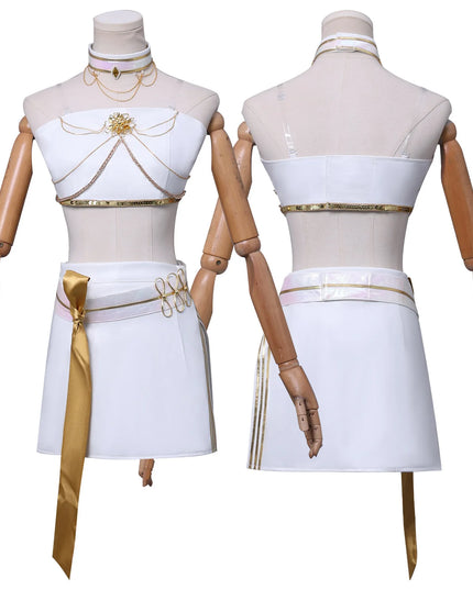 Anime Mira White PU Uniform Cosplay Costume Wig Woman Christmas Halloween Party Clothing
