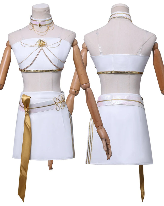 Anime Mira White PU Uniform Cosplay Costume Wig Woman Christmas Halloween Party Clothing