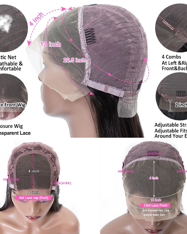 13x4 HD Lace Frontal Wig Deep Wave Frontal Wig 100% Brazilian Curly Human Hair Wigs 4x4 Transparent Lace Front Wig Pre Plucked