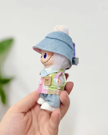 Handsome Labubu 4.0 Clothes Kawaii Bucket Hat Shirt Pants Set Mini Plush Doll Clothing Fashion Doll Accessories Gift