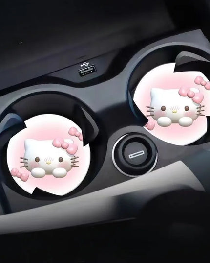 2pcs Sanrio Hello Kitty Car cup Coasters Cartoon car inner Decoration Anti Slip Mat silicone Car Cup pad Gifts for girl friend