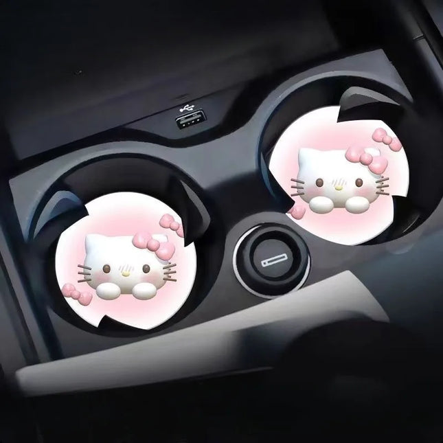 2pcs Sanrio Hello Kitty Car cup Coasters Cartoon car inner Decoration Anti Slip Mat silicone Car Cup pad Gifts for girl friend