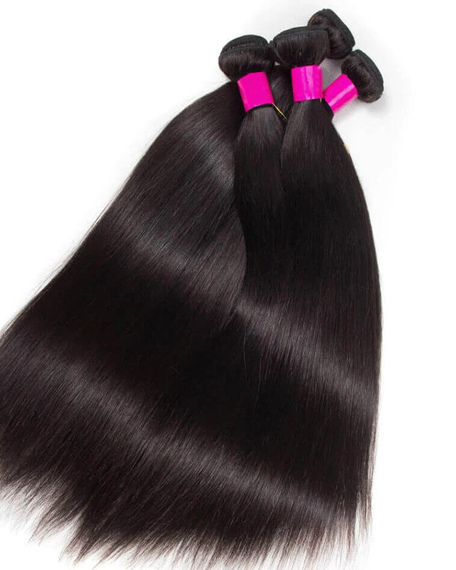 Straight Brazilian Human Hair Bundles 100% Remy Hair Extensions 1/3/4 PCS Natural Black Brazilian Hair Weave Bundles 14-30 Inch