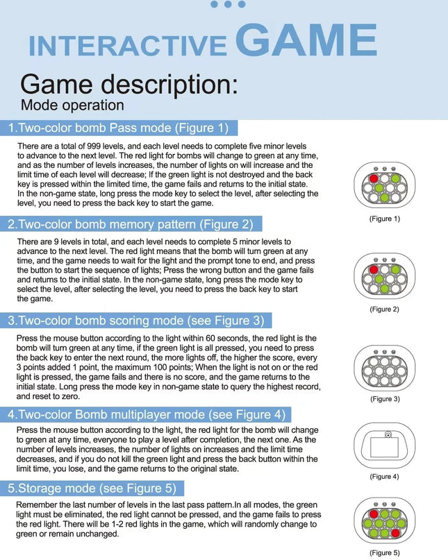 Upgraded Electronic Pop Light Fidget Toy for Children and Adults, Quick Push Game, Stress Relief, Sensory Toy, Gift