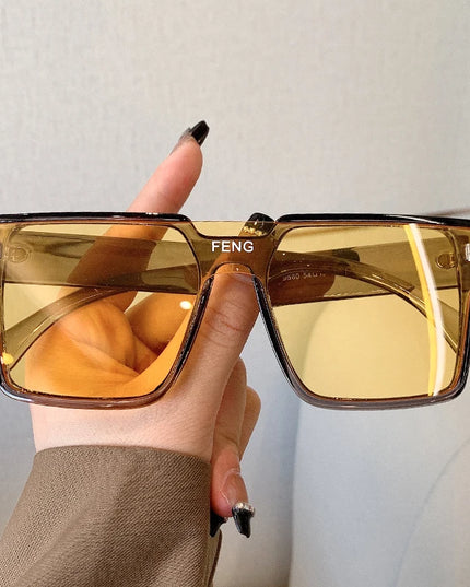 Sunglasses Men Fashion Oversized Square Frame Punk Glasses Brand Designer Women Large Eyewear Shades UV400 Protection Eyeglasses