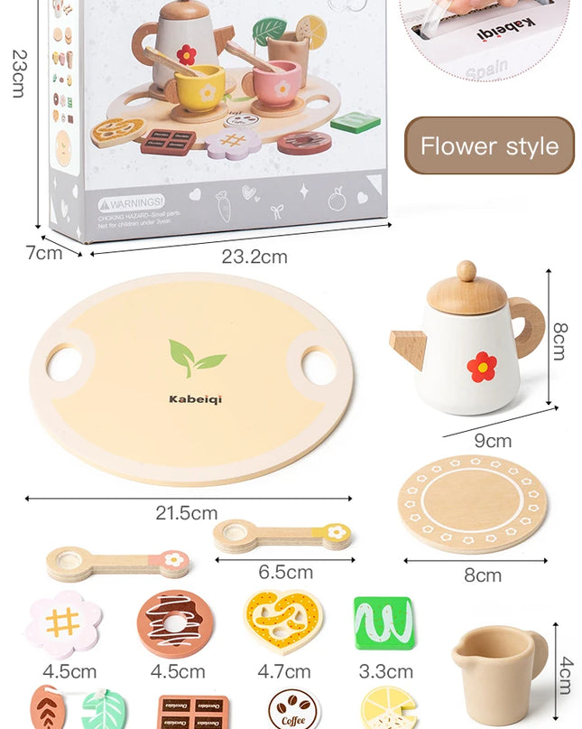 Children's simulation wooden toys, tea set sets, pretend games, baby educational toys, birthday and holiday gifts
