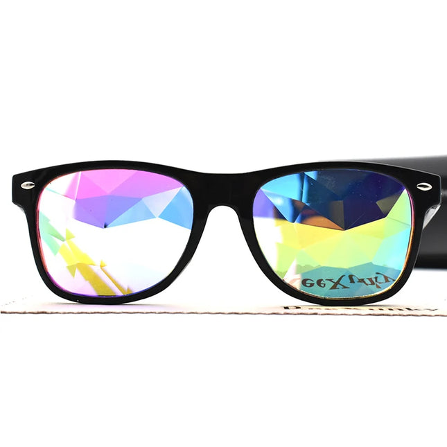 Classic Square Party Sunglasses Women Men Fashion EDM Light Diffraction Futuristic Rave Festival Sun Glasses Psychedelic Prism