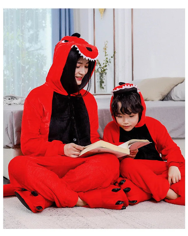 Dinosaur  Anime Cosplay Costumes Boys Girls Jumpsuit Adults Hooded Pajamas Kids Kigurumi Unicorn Cartoon Onesies For Christmas
