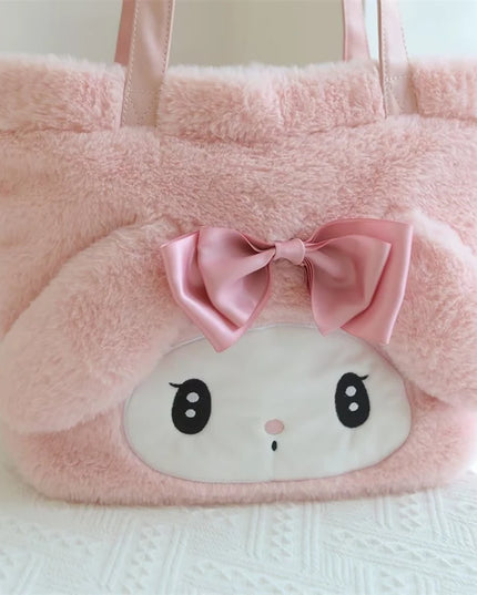 My Melody Kuromi Shoulder Bag Kawaii Japanese Style Plush Bag Pochacco Cinnamoroll HandBag Tote Package For Girl Student Gifts