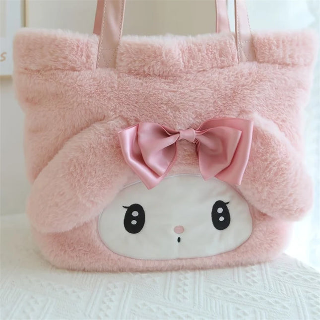 My Melody Kuromi Shoulder Bag Kawaii Japanese Style Plush Bag Pochacco Cinnamoroll HandBag Tote Package For Girl Student Gifts