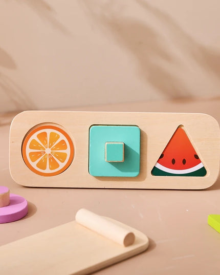 Montessori Wood Toys 0-12Months Baby Colorful Geometry Grasping Board Toys Newborn Sensory Touch Shape Recognition Game Toy Gift