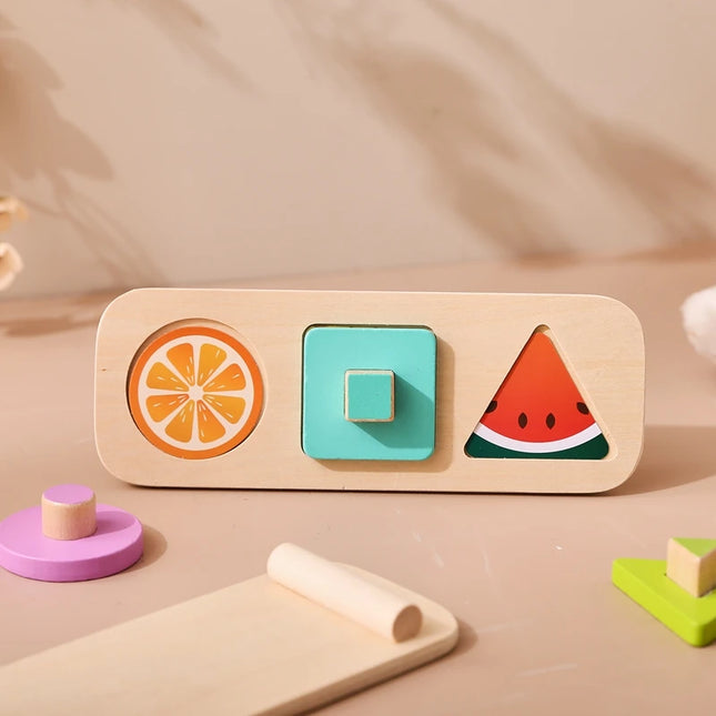 Montessori Wood Toys 0-12Months Baby Colorful Geometry Grasping Board Toys Newborn Sensory Touch Shape Recognition Game Toy Gift