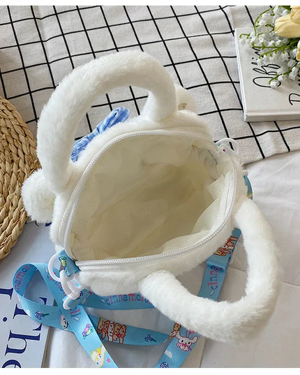 Sanrio Plush Bag Kawaii Kuromi Cinnamoroll Melody Cartoon Anime Handbag Crossbody Cosmetic Travel Storage Bags Women Girls Gifts