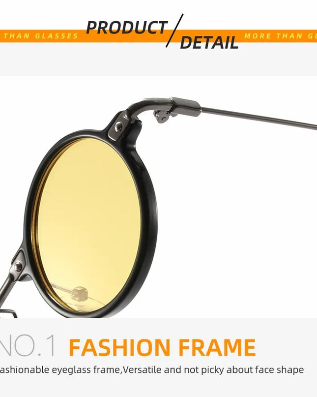 Round Sunglasses For Men Women Retro  Steampunk Sun Glasses Male Female Brand Designer Metal Frame Eyewear Shades Oculos De Sol