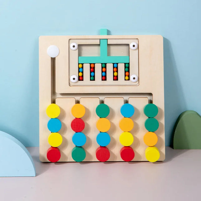 Montessori Wooden Color Matching Puzzles, Logic Game,Thinking Training Enlightenment Hand-eye Coordination Early Educational Toy