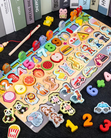 Montessori Educational Wooden Toys Preschool Children Fire Truck Busy Board Math Fishing Games Early Toys For Kids Xmas Gifts