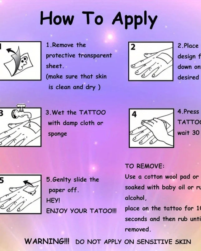 14 Sheets Glittering Unicorn Tattoo Stickers for Personalized Decoration, Temporary Tattoos for Children Kids